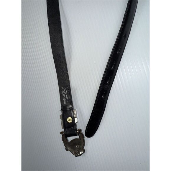 Brighton 1996 Vintage Leather Belt with‎ Silver and Gold Hearts No. 44003 Sz S - Picture 5 of 6